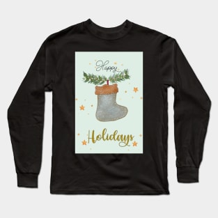 Christmas Stocking Postcard Long Sleeve T-Shirt